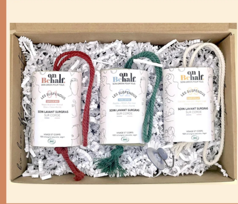 Savons - COFFRET DÉCOUVERTE LES SUSPENDUS - 100% NATUREL, CERTIFIÉS BIO - ON BEHALF