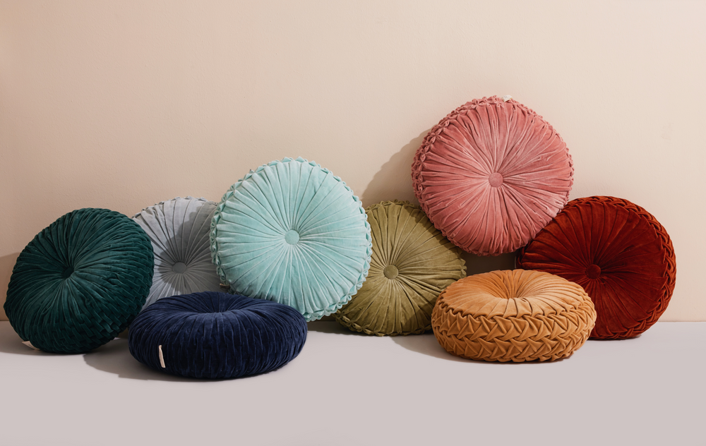Couettes et oreillers - Coussin rond en velours - 16 pouces - CASA AMAROSA