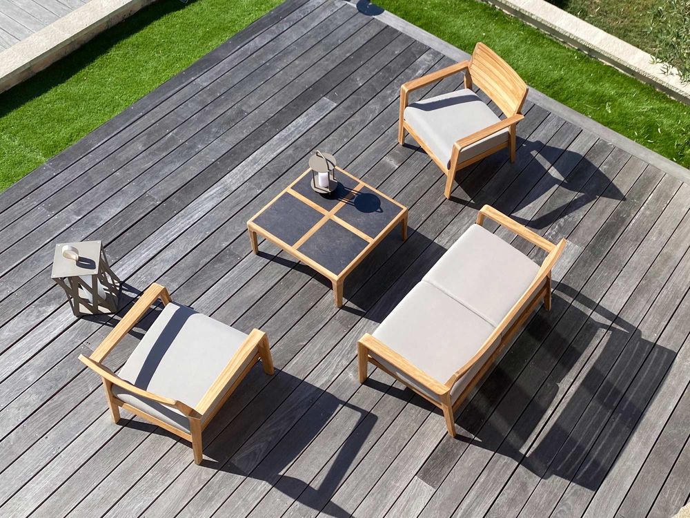 Lawn armchairs - Aquariva low seater garden armchair with cushion. - EZEÏS