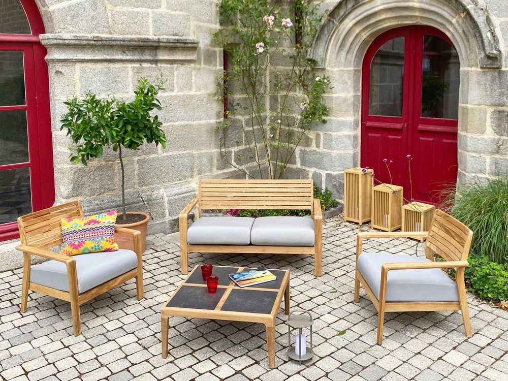 Lawn armchairs - Aquariva low seater garden armchair with cushion. - EZEÏS