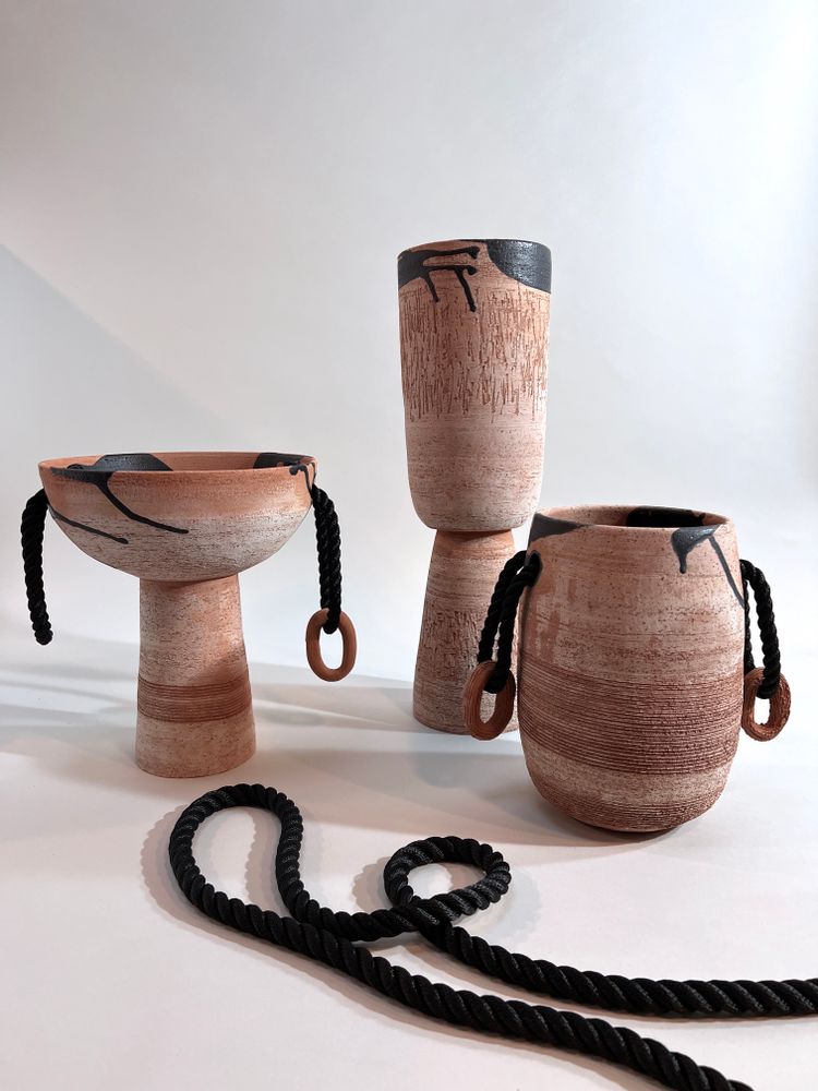 Céramique - Coupe à pied anses cordes - LISA MAÏOFISS