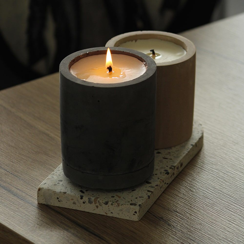Design objects - Beige concrete scented candle - AKARA