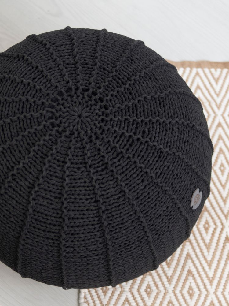 Repose-pieds - Pouf rond en tricot RIBS - ANZY HOME