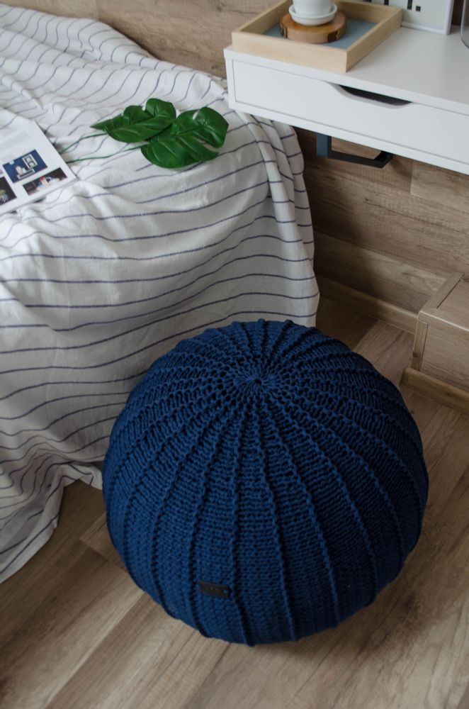 Repose-pieds - Pouf rond en tricot RIBS - ANZY HOME