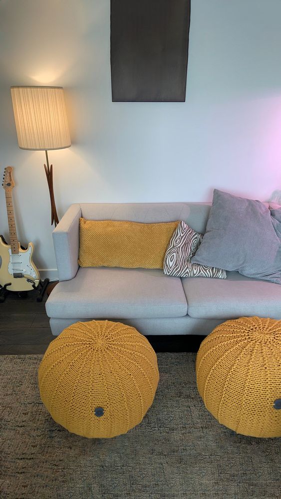 Repose-pieds - Pouf rond en tricot RIBS - ANZY HOME