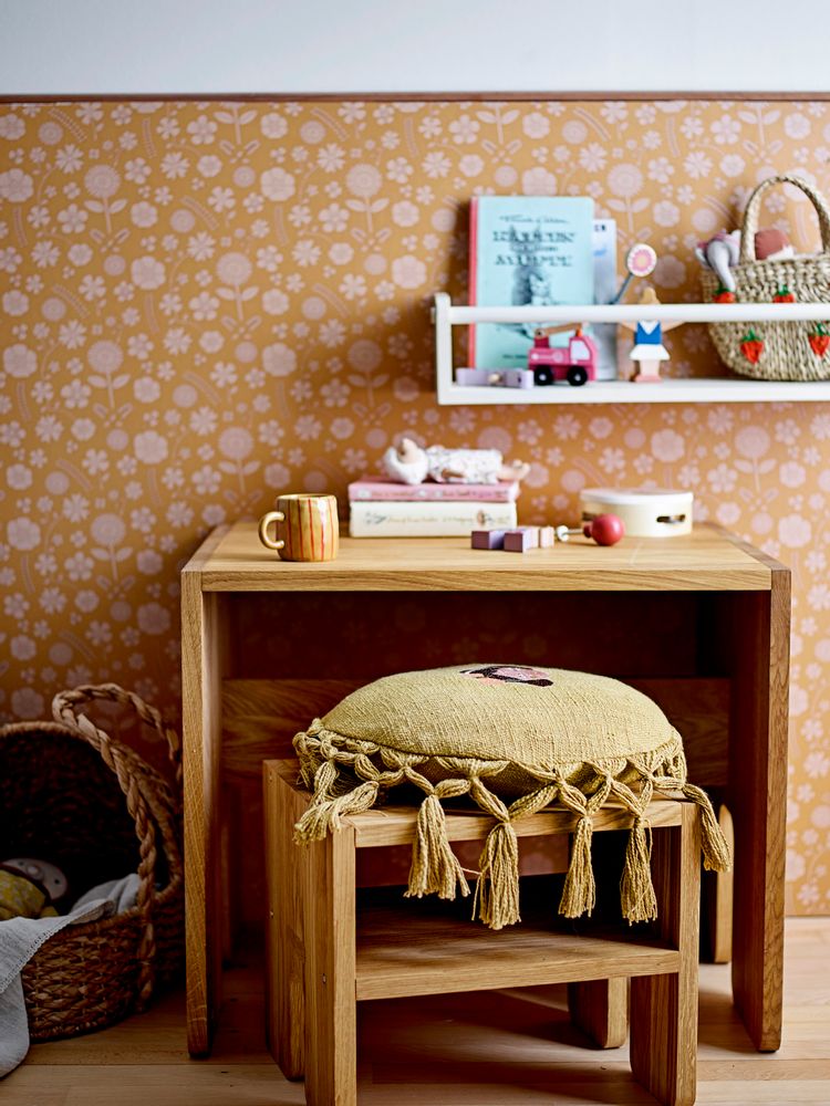 Children's tables and chairs - Bas Stool, Brown, Oak - BLOOMINGVILLE MINI