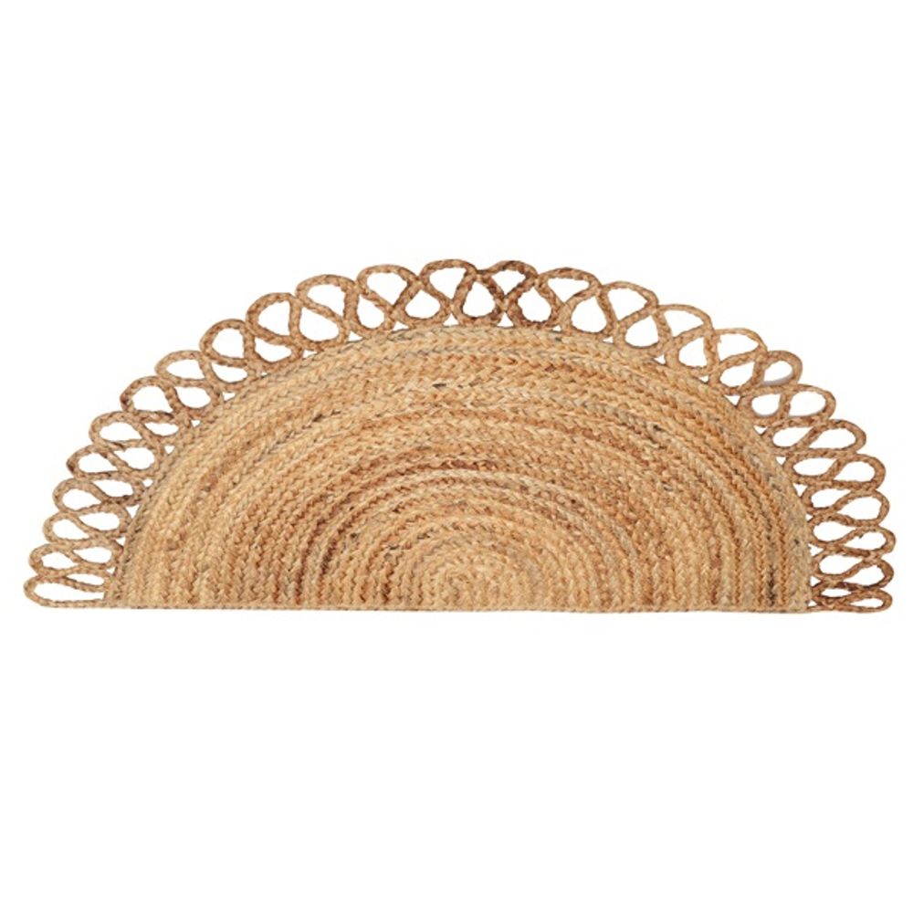 Tapis - Paillasson en jute demi-lune, naturel, 18 x 36 pouces - CASA AMAROSA