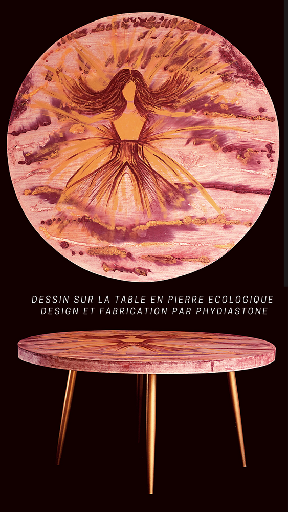 Unique pieces - Liberty coffee table made of ecological stone - PHYDIASTONE