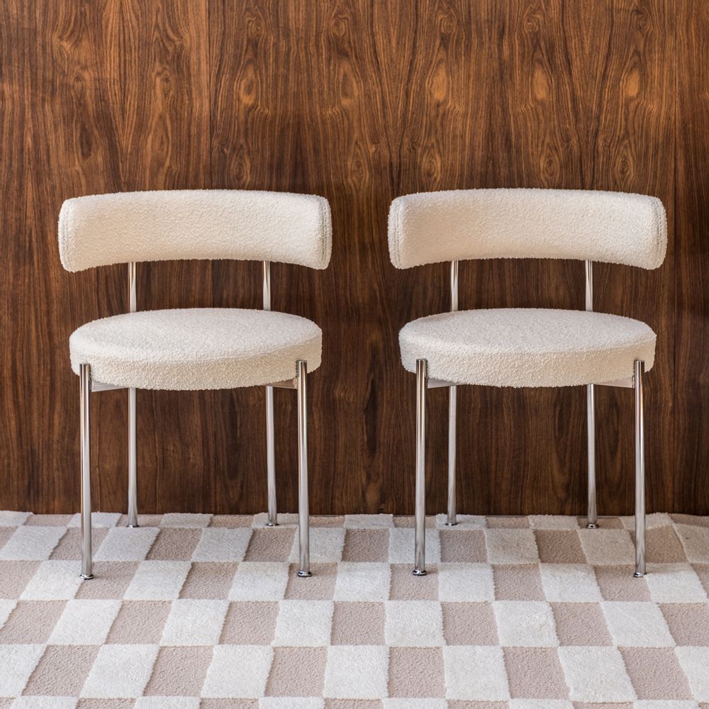 Chaises - Chaise Libera laine bouclette blanc crème - THE SOCIALITE FAMILY