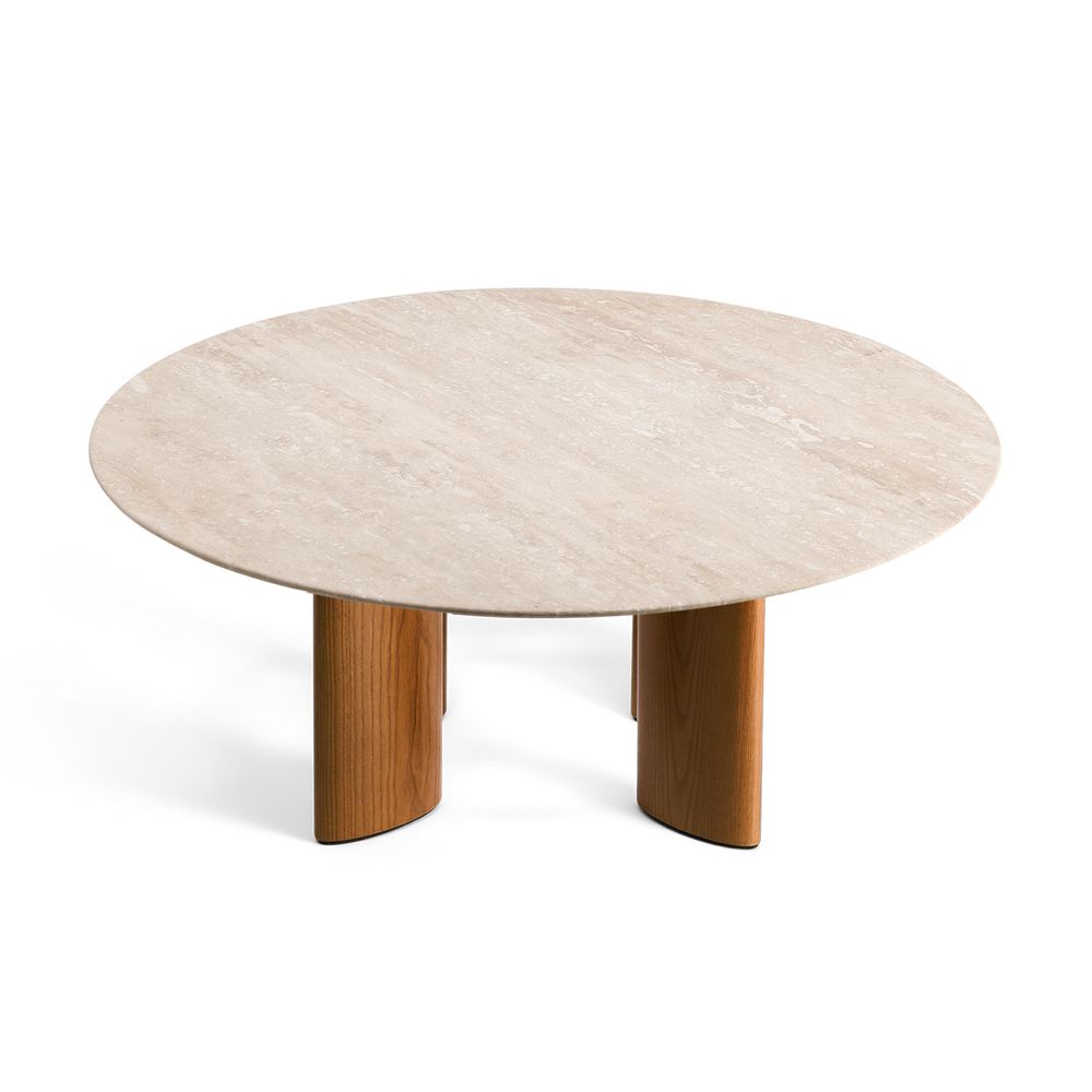 Tables basses - Table basse Carlotta travertin et pieds finition iroko - THE SOCIALITE FAMILY