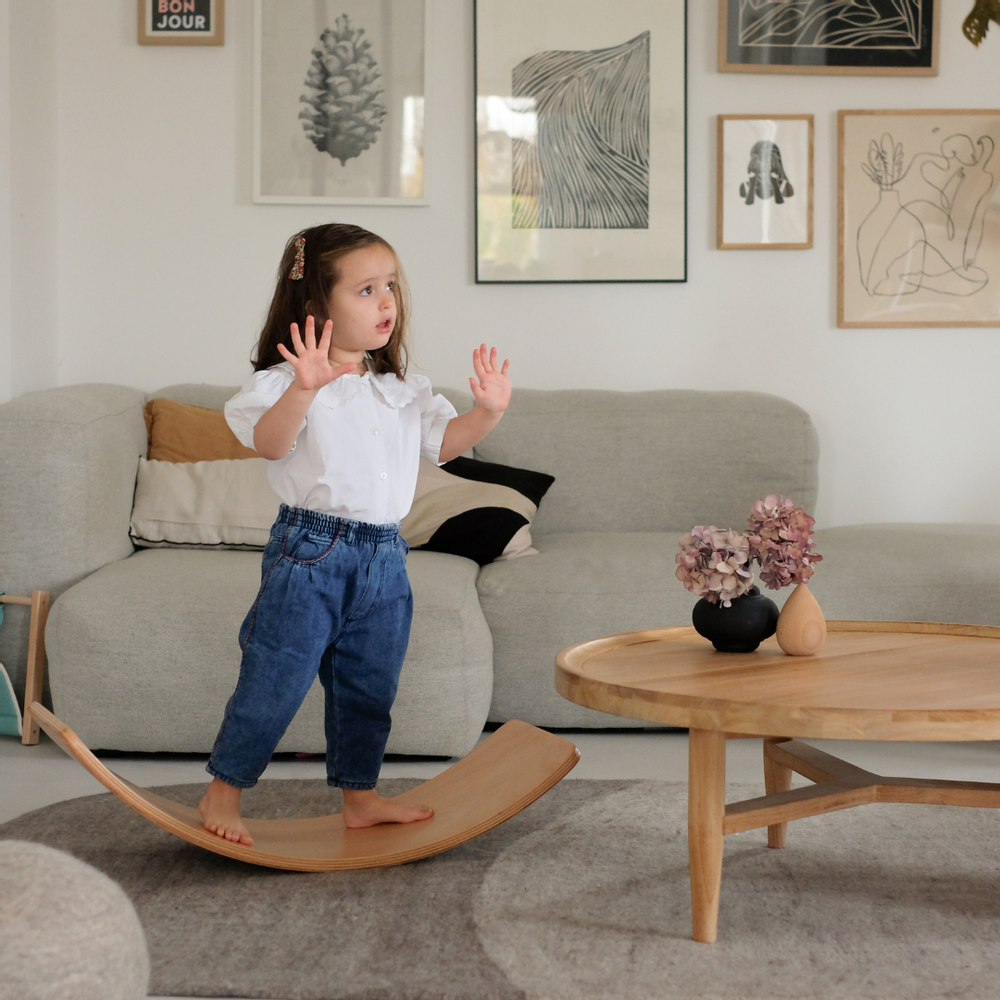 Toys - Balance Board + 10 Yoga Cards - OBSERVE MONTESSORI