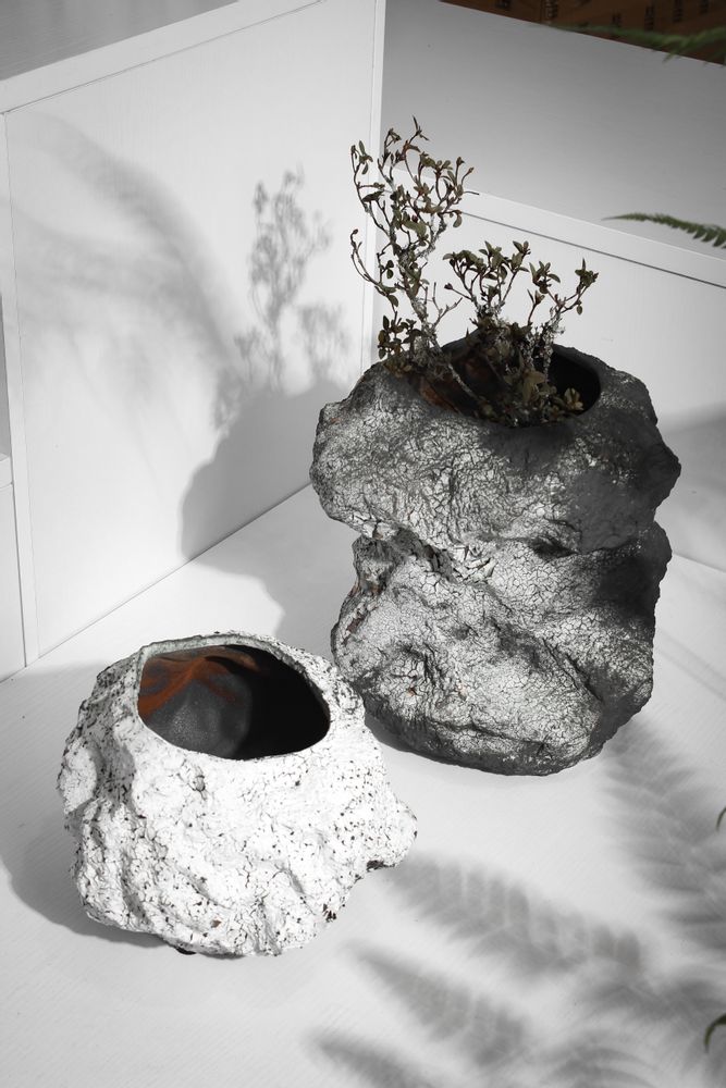 Vases - Vase en céramique à l'aspect rock, orange tendance CHU20OR - ELEMENT ACCESSORIES