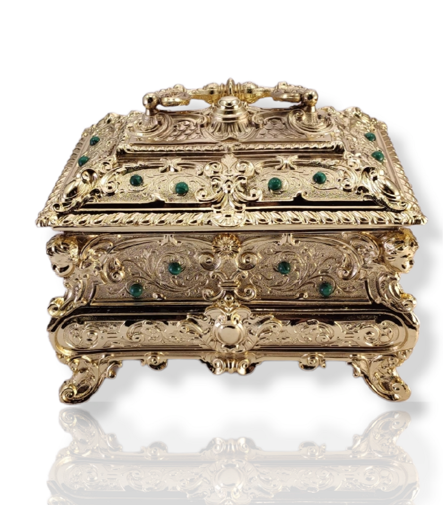 Clocks - TABLE CLOCK 1800s style in bronze plated, crystal and marble. - OLYMPUS BRASS