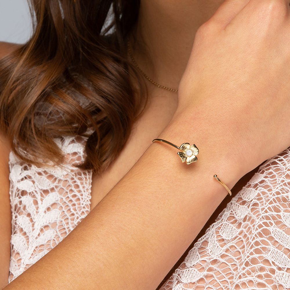 Bijoux - Bracelet Jonc Azalée nacre/quartz noir - LAPARITAINE