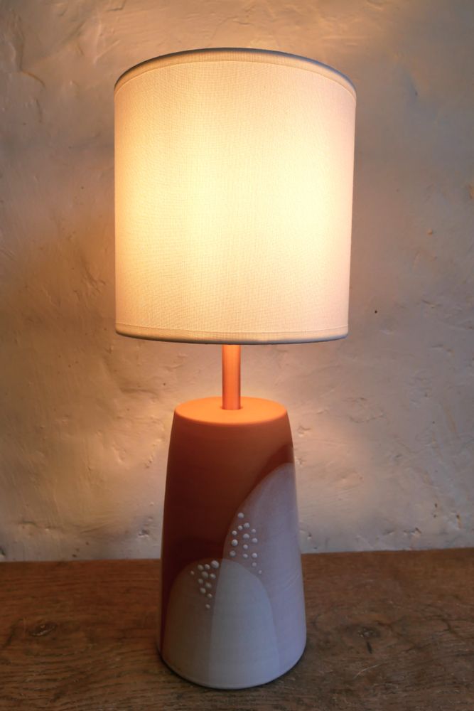 Céramique - Base de lampe en céramique droit, déco "nébuleux" - POTERIE DU GALBE