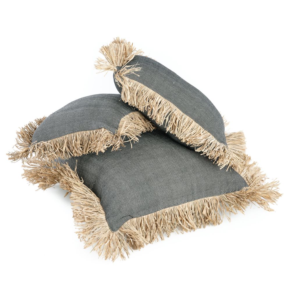 Coussins - Housse de coussin « The Cotton Bonita », noir naturel, 60 x 60 pouces - BAZAR BIZAR LIVING