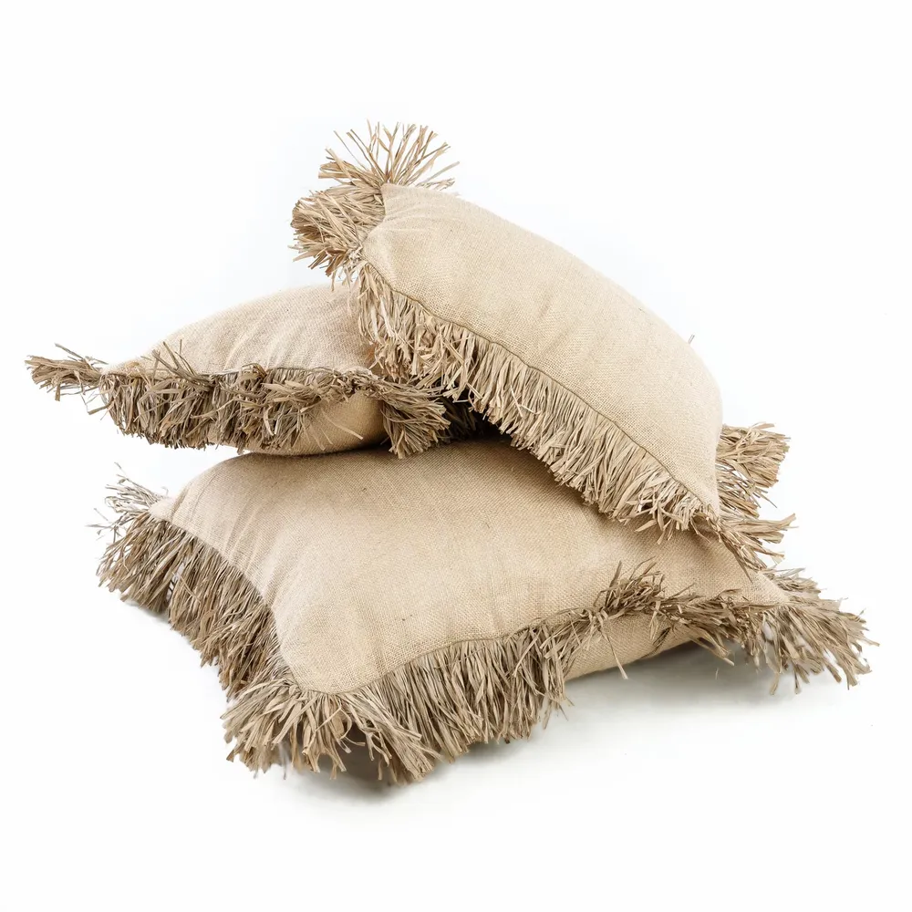 Cushions - The Jute Bonita Cushion Cover - Natural - 30x50 - BAZAR BIZAR LIVING