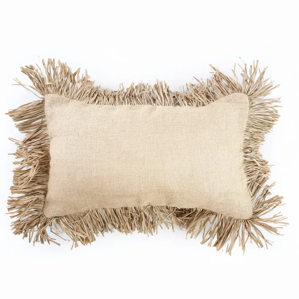Cushions - The Jute Bonita Cushion Cover - Natural - 30x50 - BAZAR BIZAR LIVING