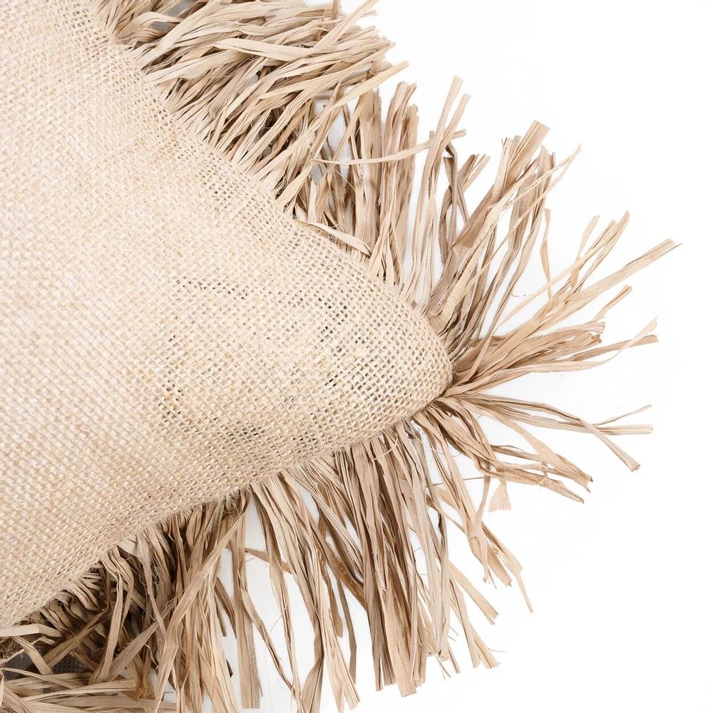 Cushions - The Jute Bonita Cushion Cover - Natural - 30x50 - BAZAR BIZAR LIVING