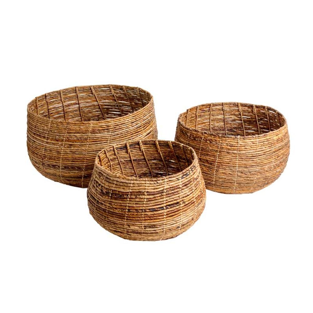 Storage boxes - Abaca Floor Basket - Set of 3 - ORIGINALHOME ECO DESIGN