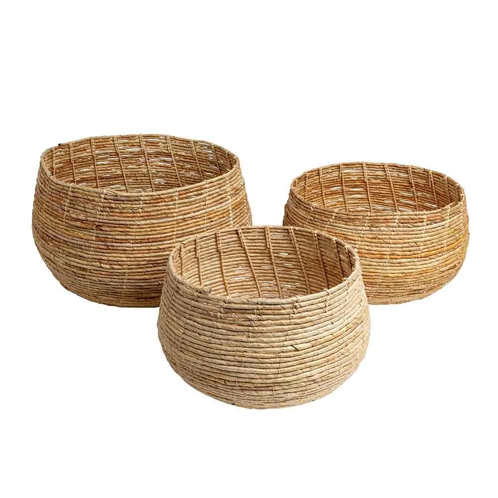 Storage boxes - Abaca Floor Basket - Set of 3 - ORIGINALHOME ECO DESIGN