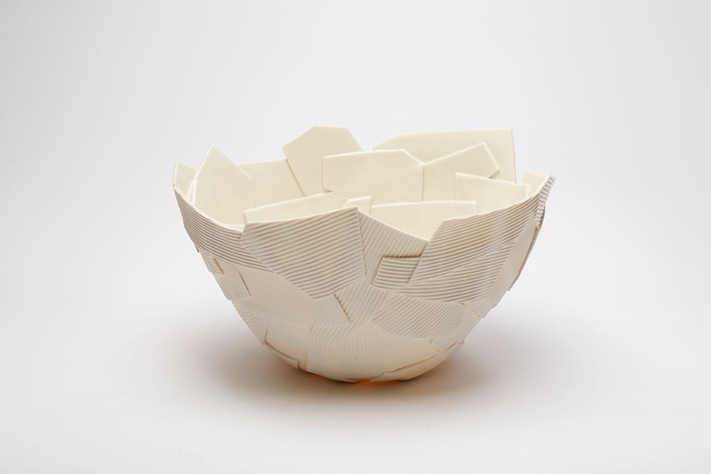 Decorative objects - Cuts\" Corrugated cardboard\ " - FANNY LAUGIER PORCELAINE