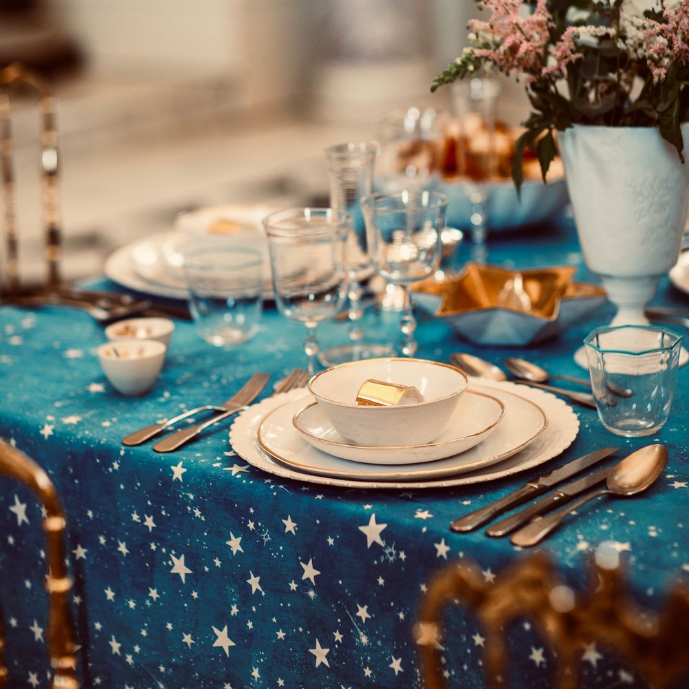 Linge de table textile - Nappe et serviettes en lin CELESTIAL STARS - SUMMERILL AND BISHOP
