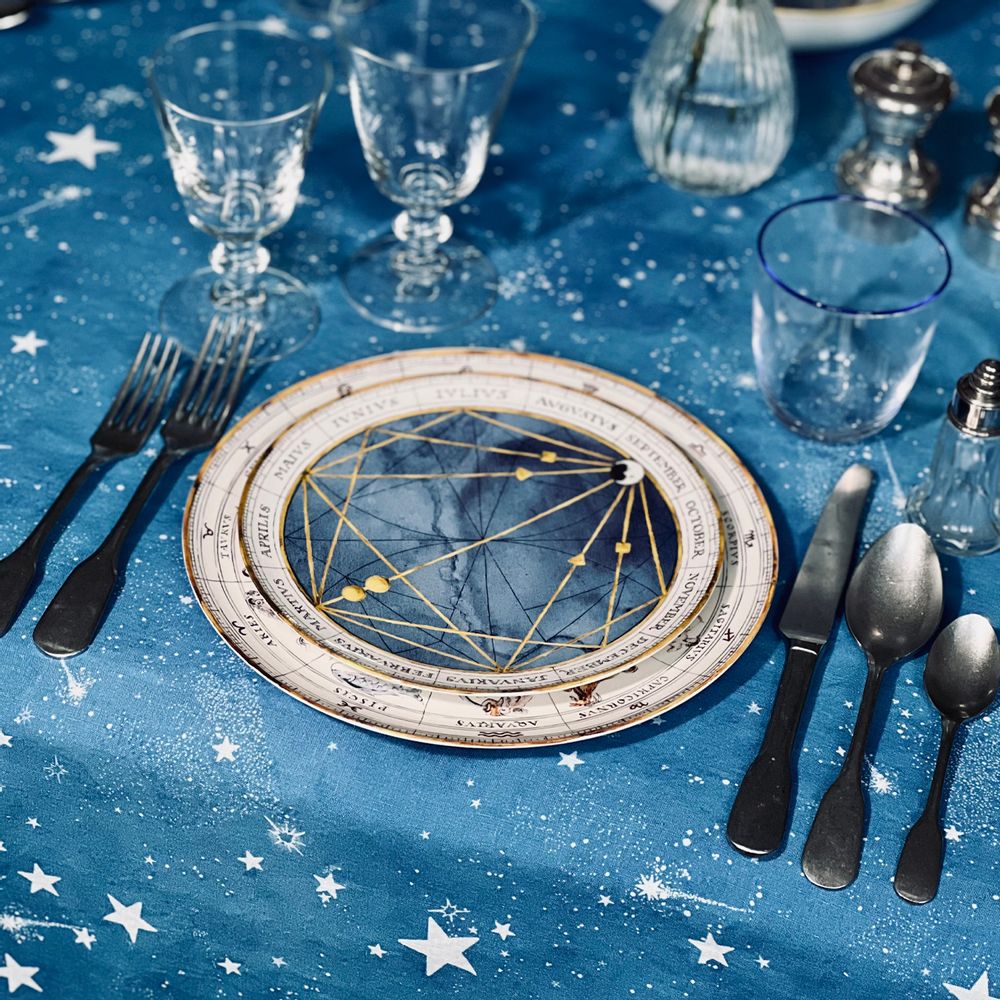 Linge de table textile - Nappe et serviettes en lin CELESTIAL STARS - SUMMERILL AND BISHOP