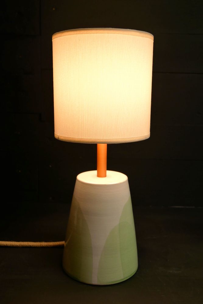 Céramique - Base de lampe en céramique droit, déco "nébuleux" - POTERIE DU GALBE