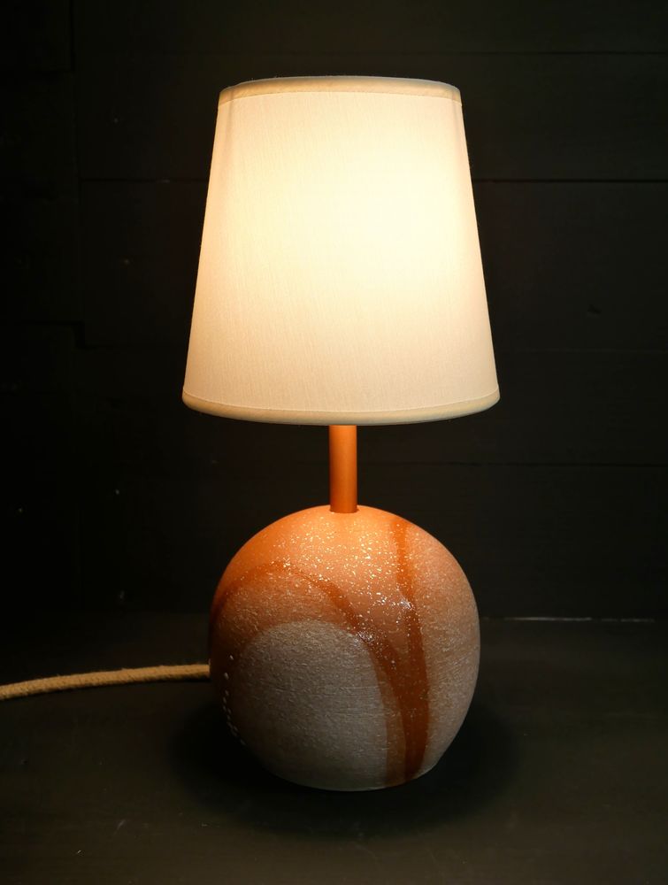 Céramique - Base de lampe en céramique droit, déco "nébuleux" - POTERIE DU GALBE