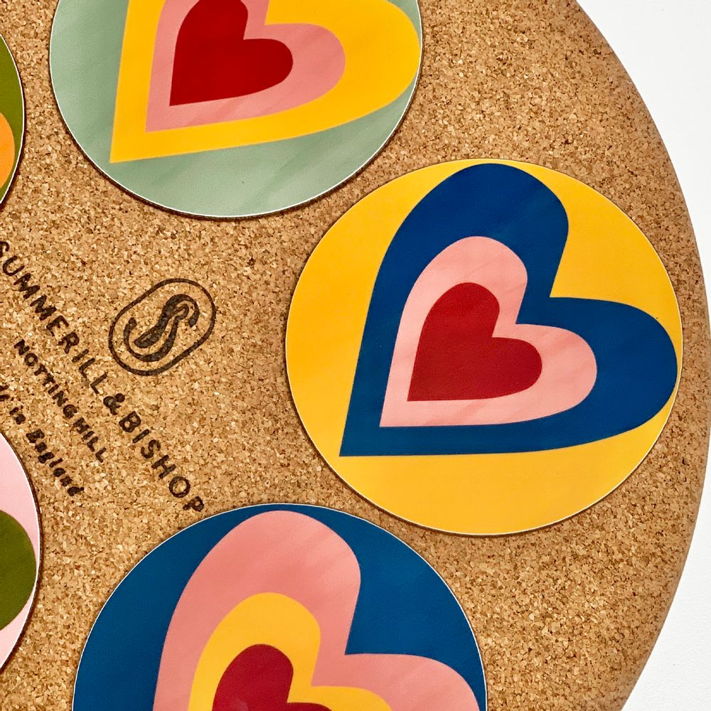 Tea and coffee accessories - S&B HEART Multicoloured Cork-Backed Coasters - SUMMERILL AND BISHOP
