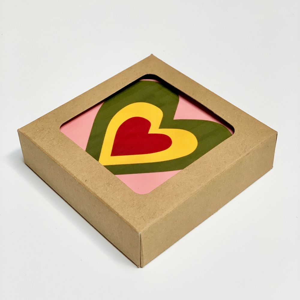 Tea and coffee accessories - S&B HEART Multicoloured Cork-Backed Coasters - SUMMERILL AND BISHOP