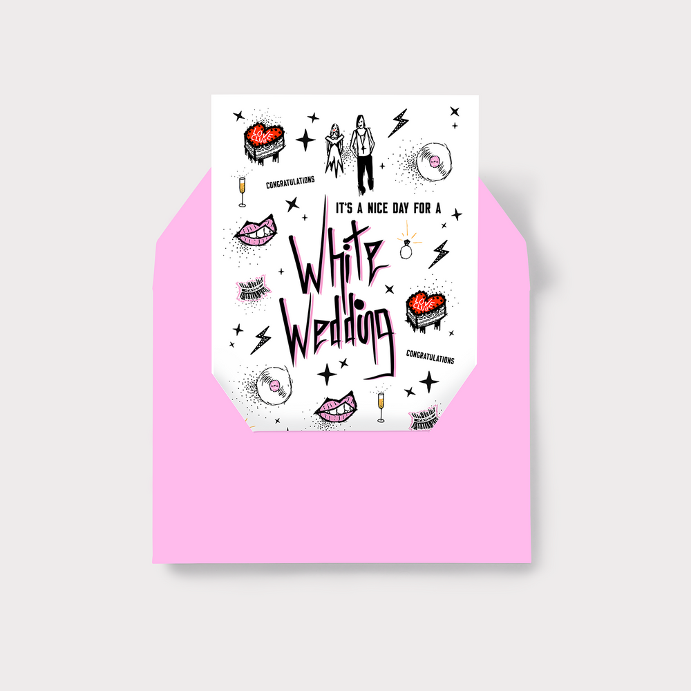Card shop - "It's A Nice Day for a WHITE WEDDING"  - A6 Wedding / Engagement / Congratulations Card - KIKI GUNN - PRINT WORKS
