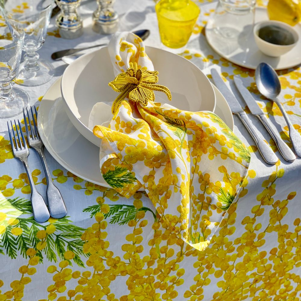 Table cloths - MIMOSA Linen Tablecloths & Napkins - SUMMERILL AND BISHOP