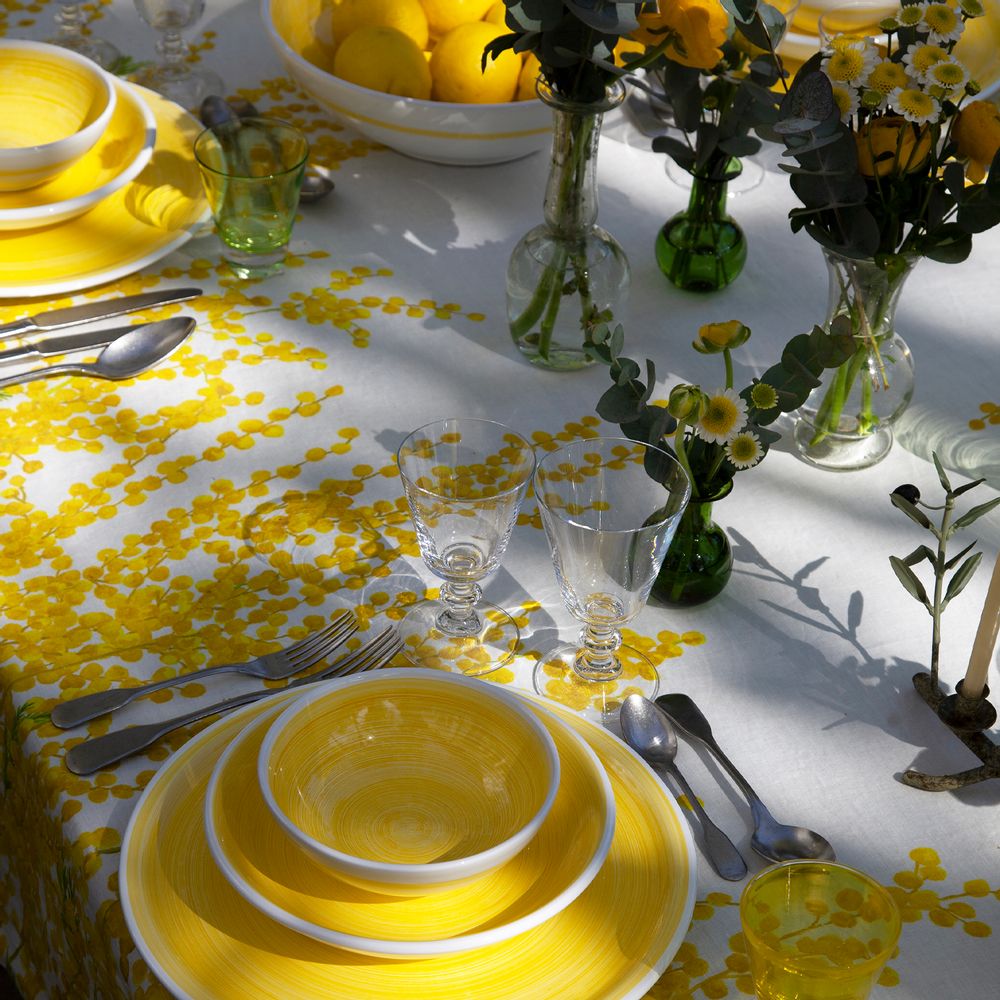 Table cloths - MIMOSA Linen Tablecloths & Napkins - SUMMERILL AND BISHOP