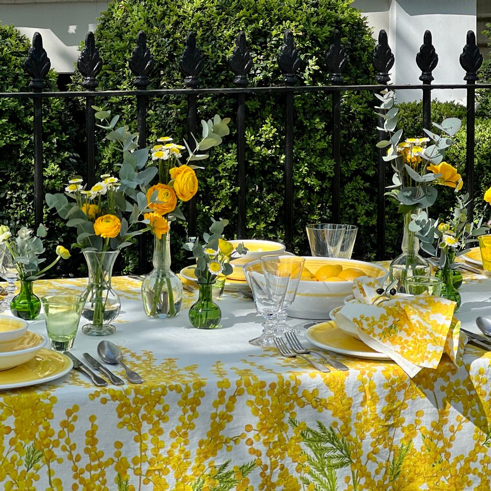 Table cloths - MIMOSA Linen Tablecloths & Napkins - SUMMERILL AND BISHOP