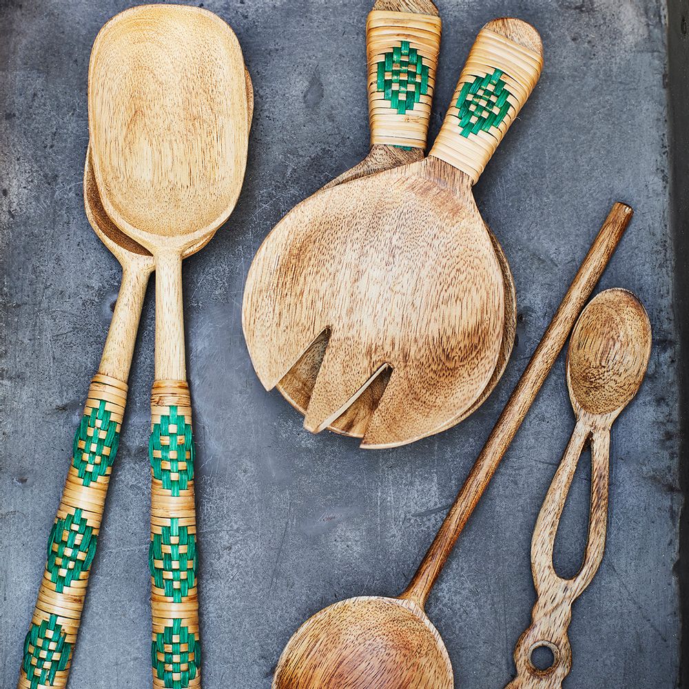 Ustensiles de cuisine - Set de service en bois avec bambou - MADAM STOLTZ