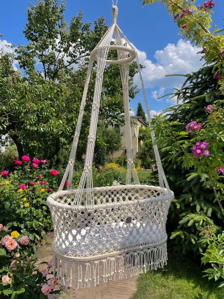 Baby furniture - Hanging macrame baby bassinet - ANZY HOME