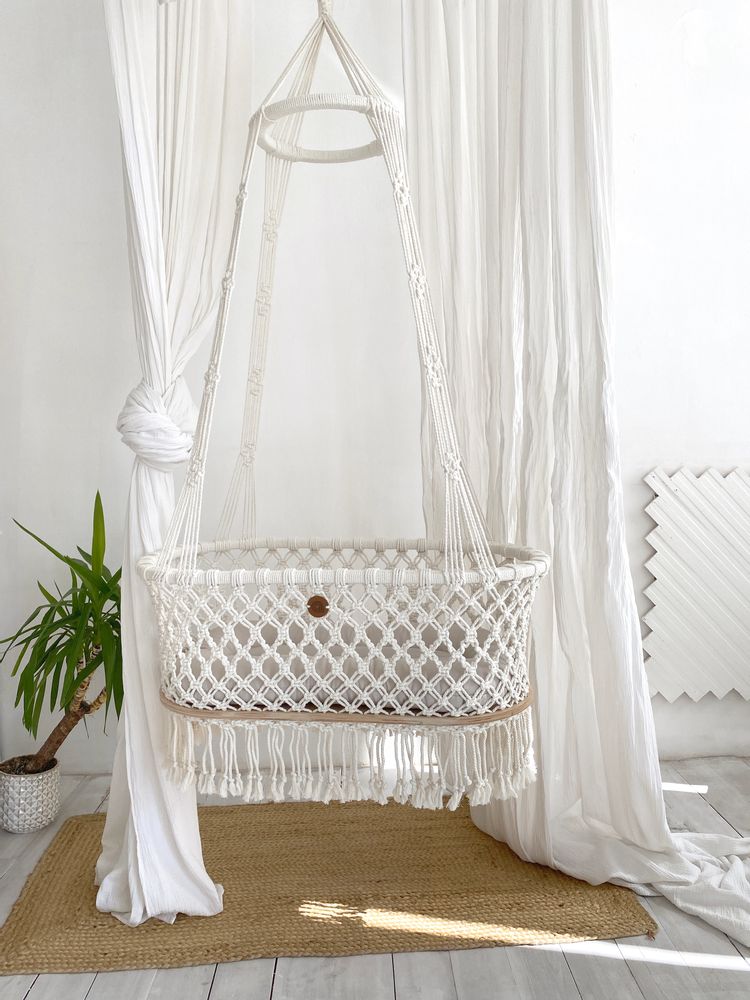 Baby furniture - Hanging macrame baby bassinet - ANZY HOME