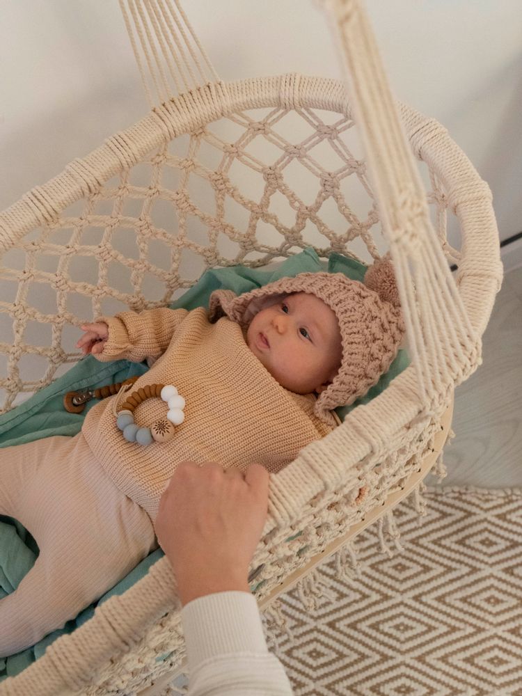 Baby furniture - Hanging macrame baby bassinet - ANZY HOME