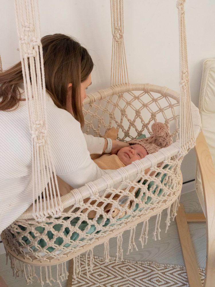 Baby furniture - Hanging macrame baby bassinet - ANZY HOME