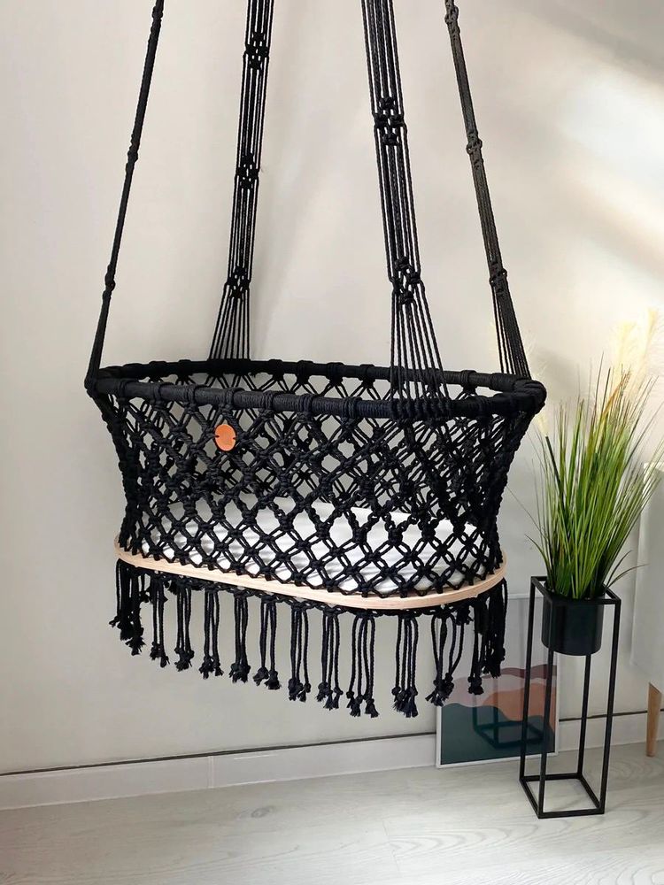Baby furniture - Hanging macrame baby bassinet - ANZY HOME