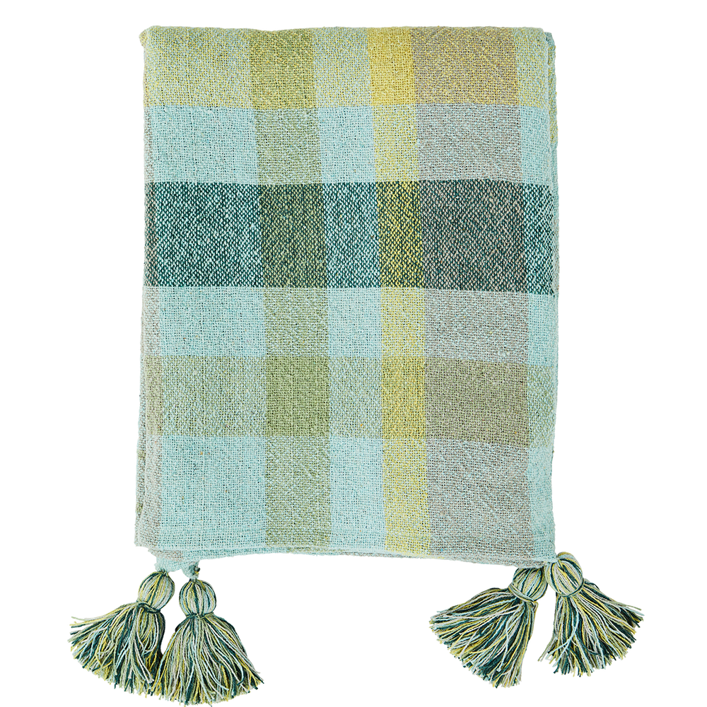 Plaids - Couvre-lit à carreaux avec pompons - MADAM STOLTZ