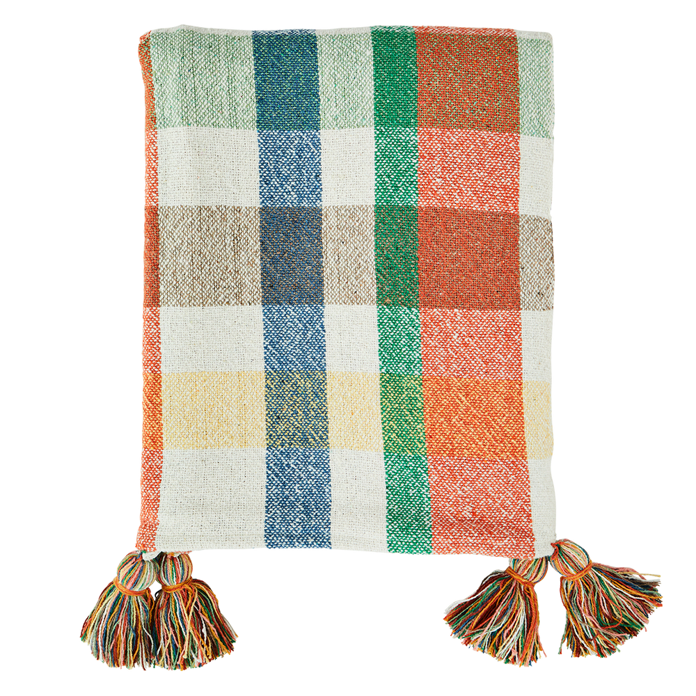 Plaids - Couvre-lit à carreaux avec pompons - MADAM STOLTZ