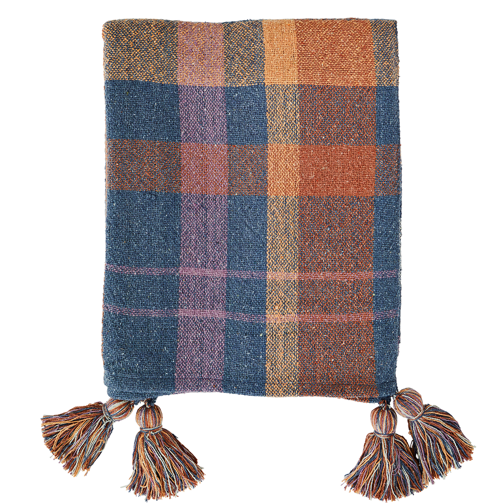 Plaids - Couvre-lit à carreaux avec pompons - MADAM STOLTZ
