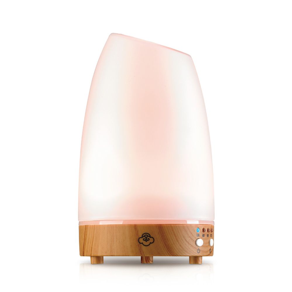 Objets de décoration - Diffuseur à ultrasons blanc avec base en bois clair. - SERENE HOUSE