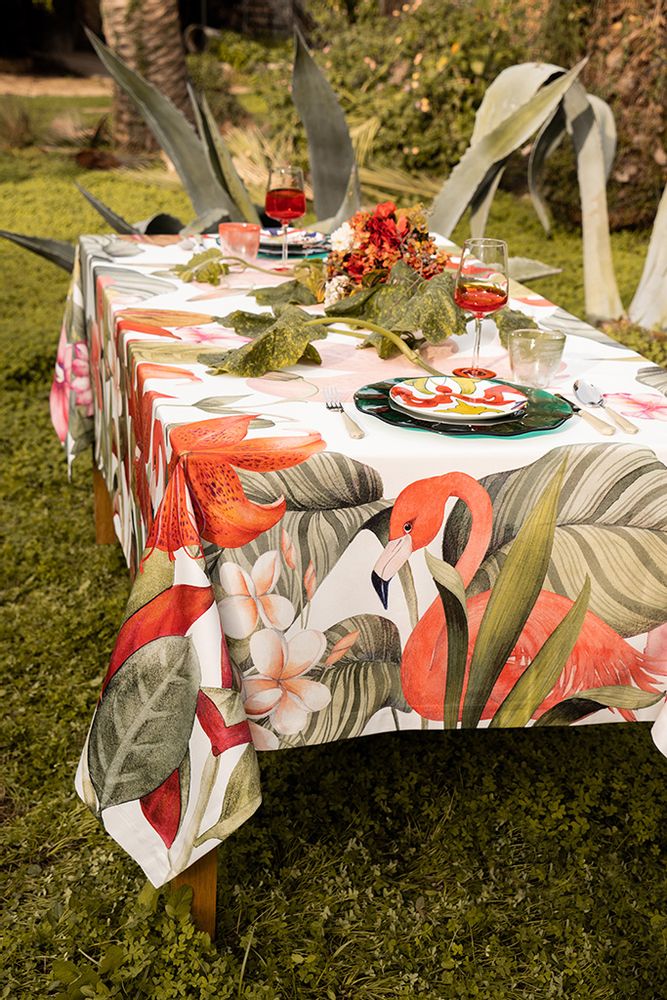 Linge de table textile - Flamingo - Nappe en satin de coton - NAPKING BY BELLAVIA