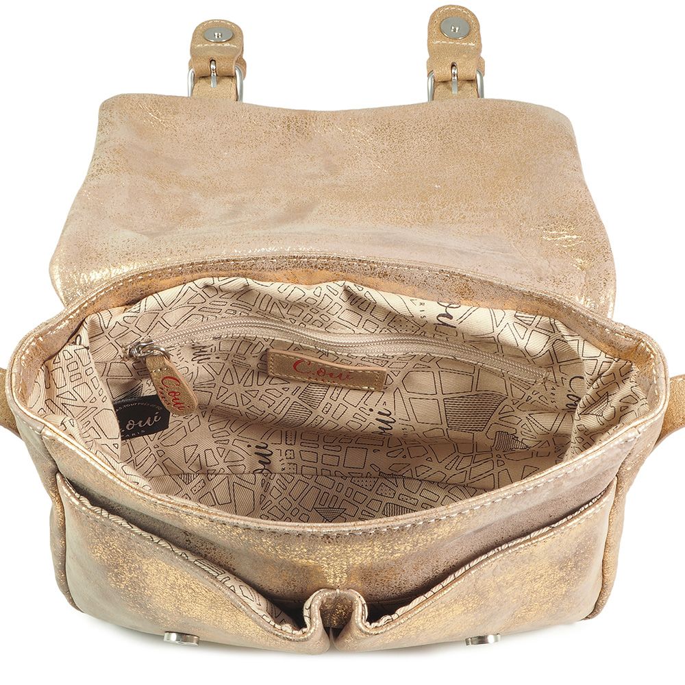 Sacs et cabas - Sac Besace petit format GLASGOW 11 Nude et or - C-OUI