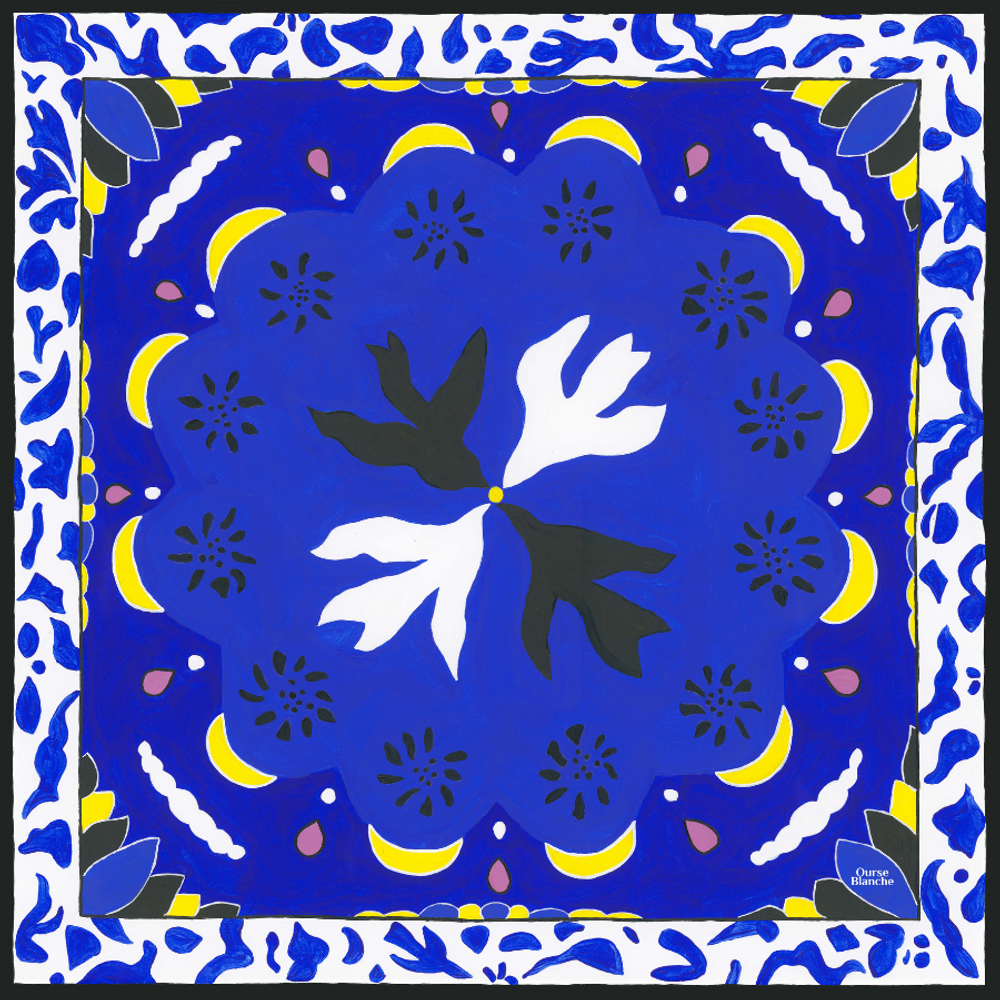 Scarves - Large silk square 90 x 90 cm - Night blue - GOTS French silk - OURSE BLANCHE