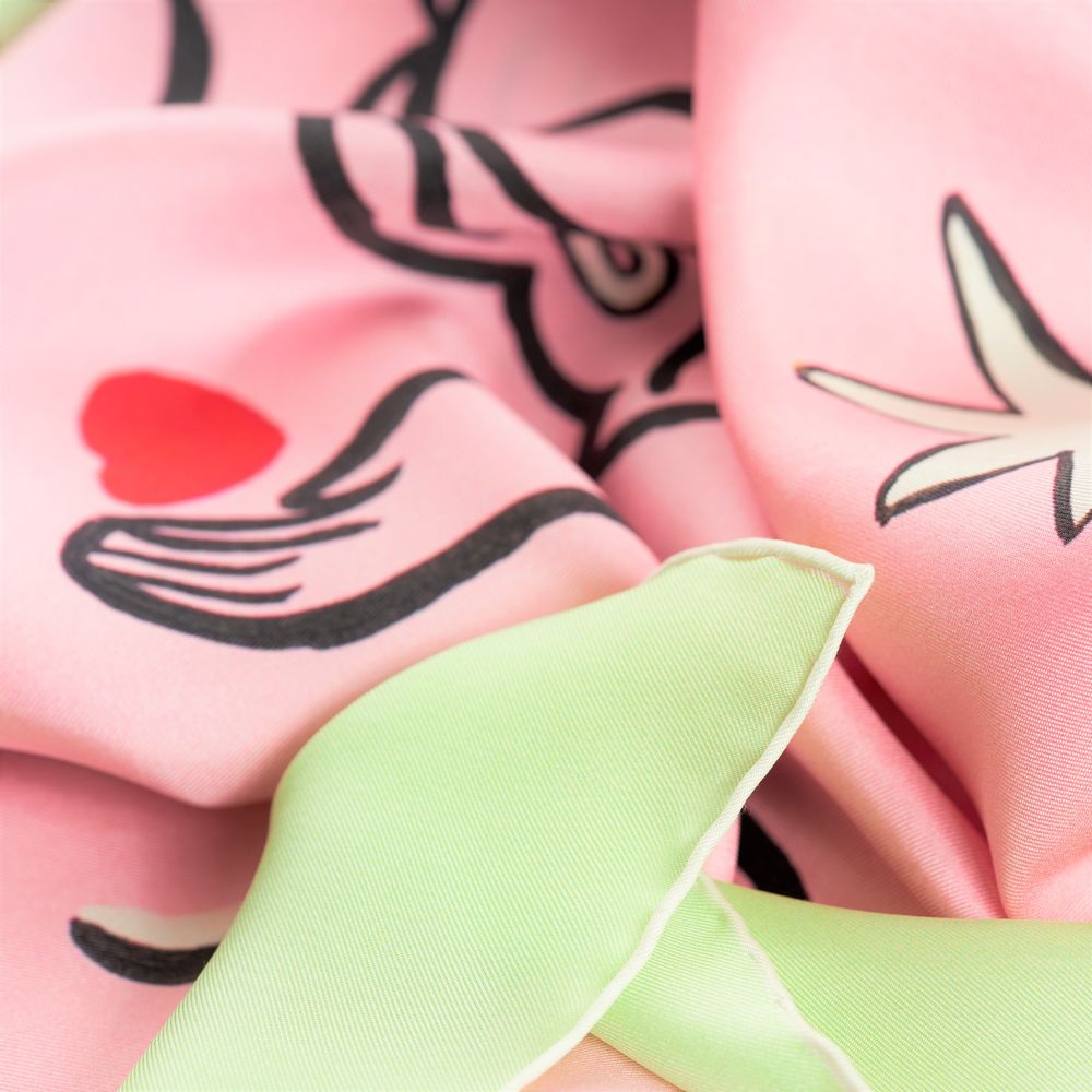 Scarves - Large silk square 90 x 90 cm - Les Beaux Jours - GOTS French silk - OURSE BLANCHE